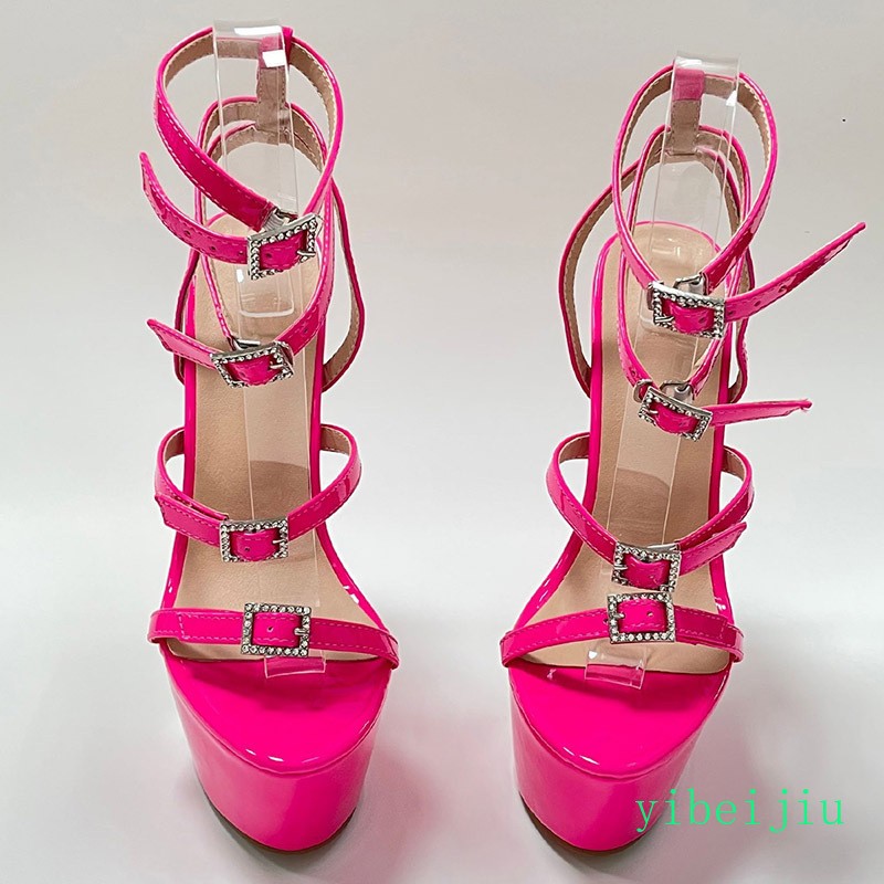 Women’s High Heel Dance Party Ankle Strap Sandals Evening Platform Shoes Buckles
