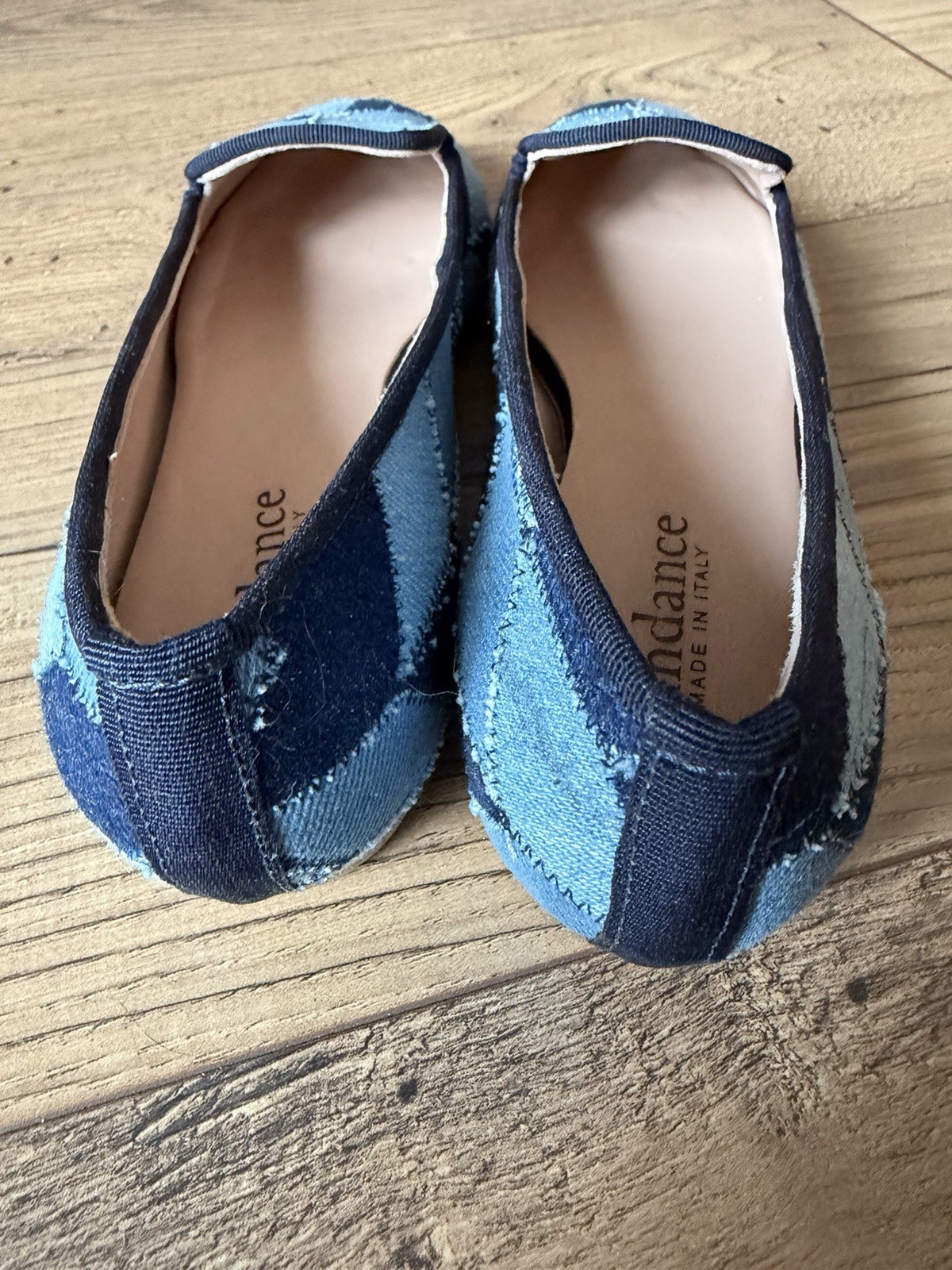 Sundance Made In Italy Women’s Size 38 Blue Chevron Patchwork Denim Loafer Flat