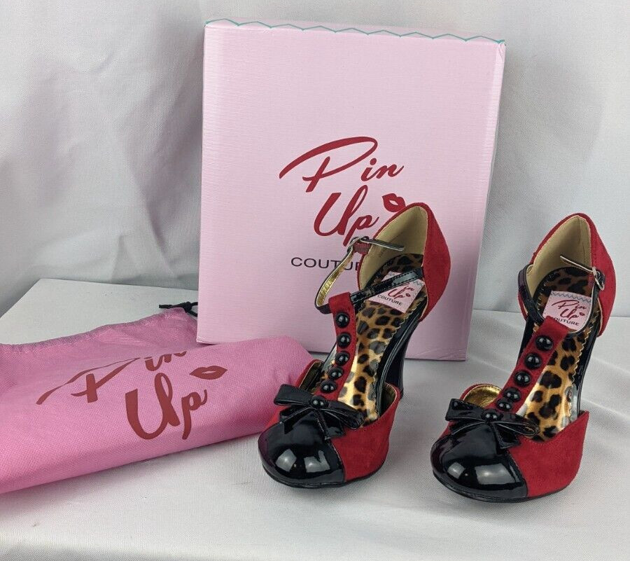 PIN UP COUTURE SMITTEN-10 Pumps Rot Wildleder Rockabilly Lolita Abend Tabledance