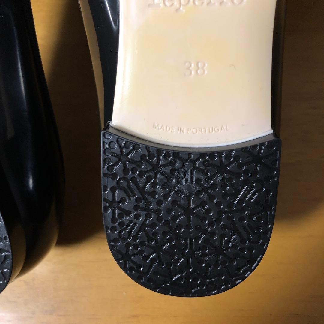 Repetto Cendrillon Black PVC Ballet Flats Bow FR38 EU38 24.0cm Rare