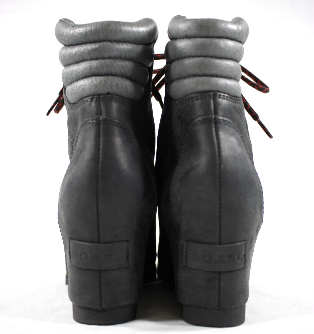 Sorel Boots Women’s 5.5 Conquest Wedge Ankle Hidden Heel Leather NL2337 Black