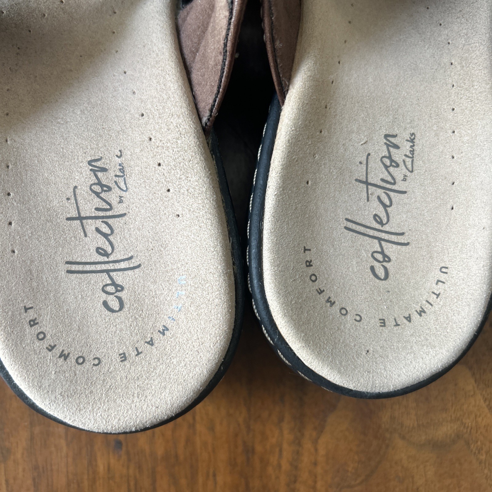 CLARKS Women’s Delana Venna Slides Sandals Brown Leather Shoes 7M