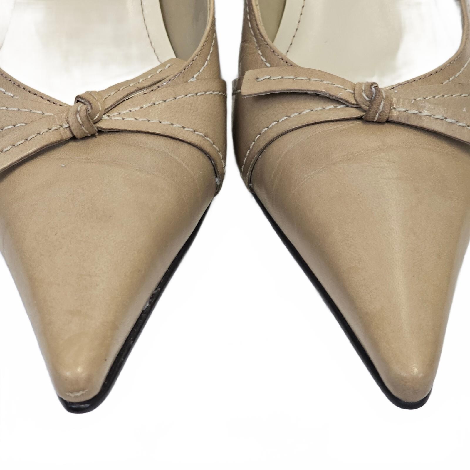 Jane Debster Valet Tan Leather Pointed Toe Kitten Heels AU 6.5 Y2K