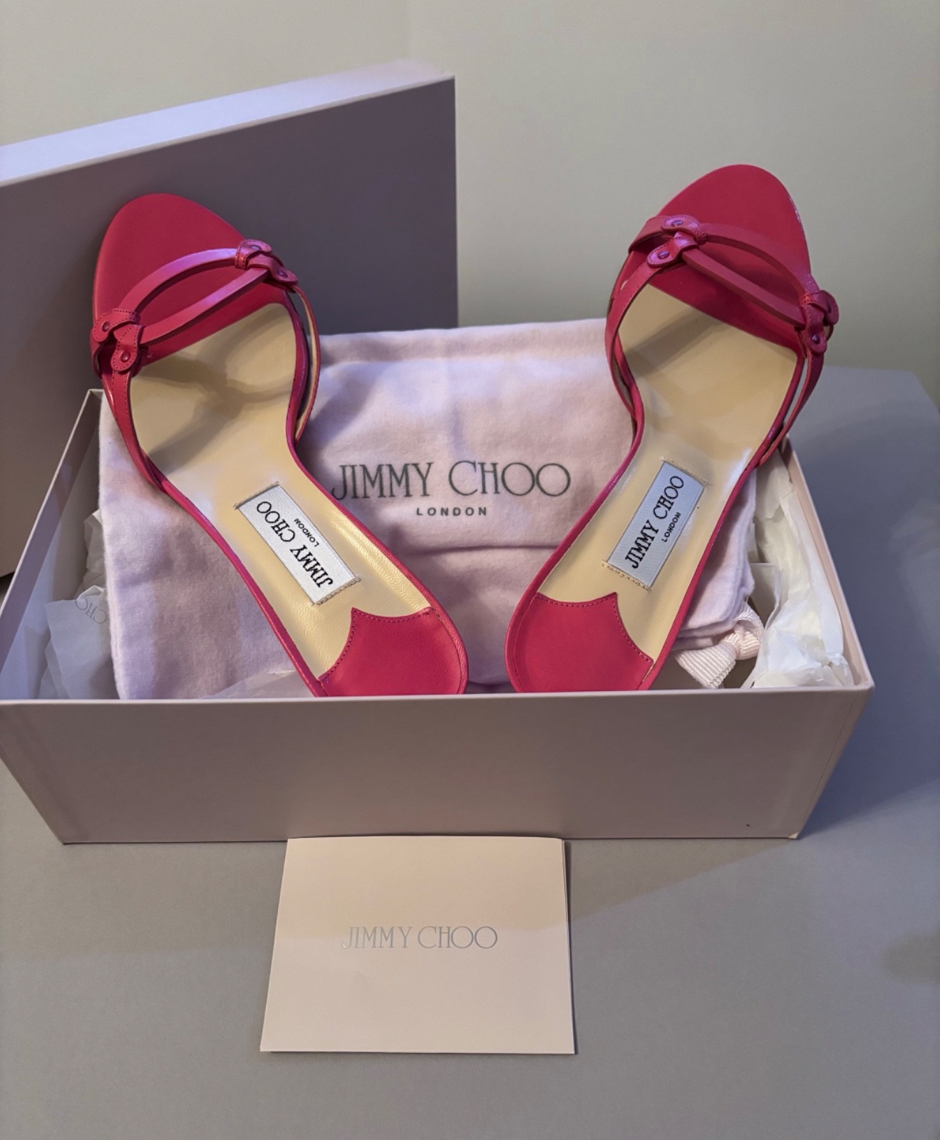 New Jimmy Choo Pink Fuchsia Sandals Shoes Heels w Box Italy Leather Summer 40