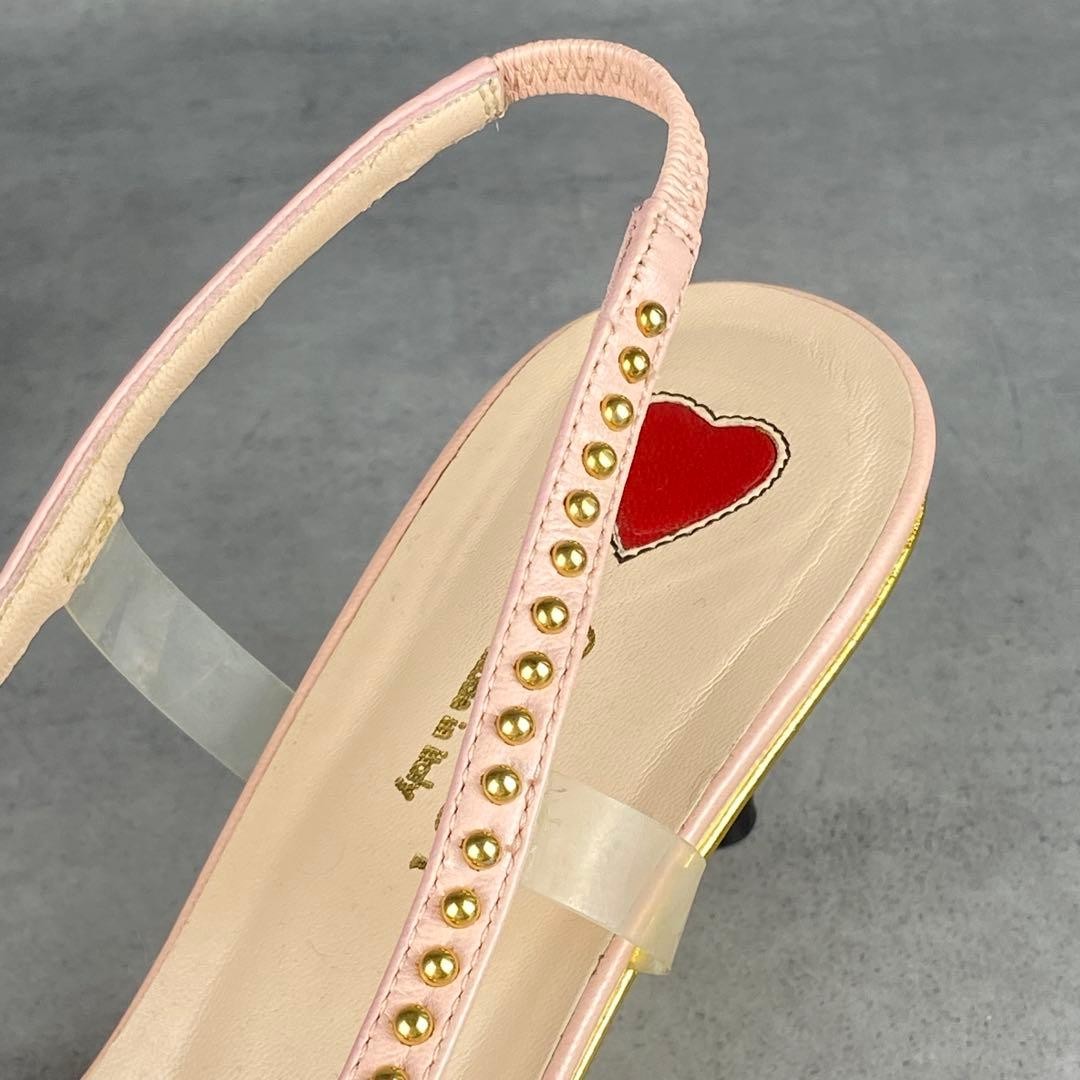 GUCCI Bamboo Slingback Pumps 23cm Baby Pink Leather High Heels