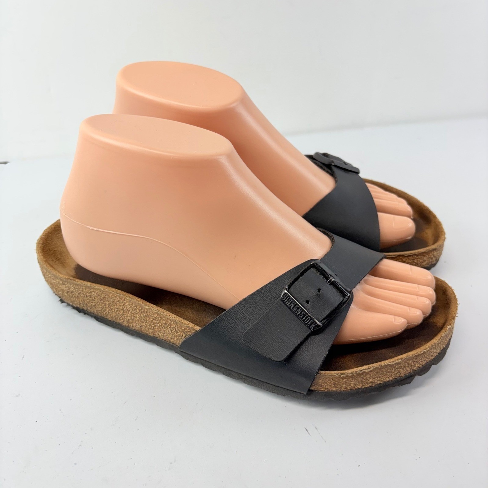 Birkenstock Madrid Sandals Women 37 6 6.5 Black Birko-Flor Slide Regular/Wide