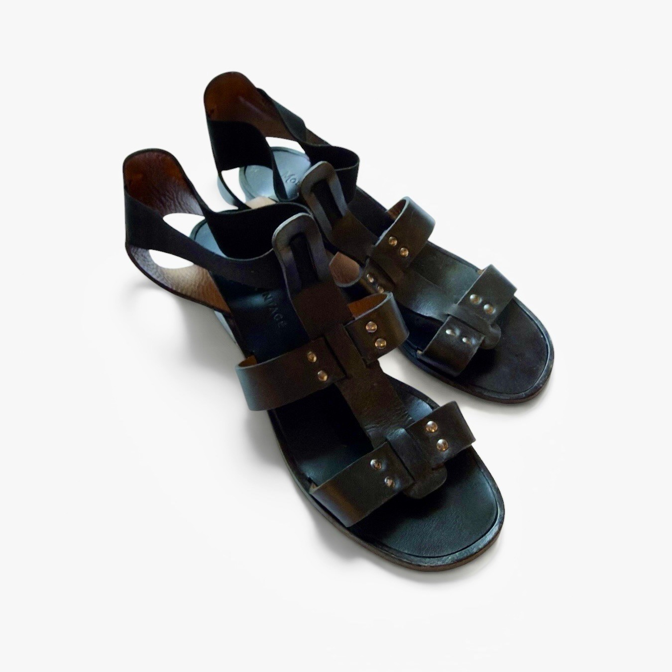 Modern Vintage Tanji Black Leather Sandals EU 37 US 7 Beautiful Condition