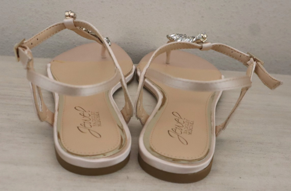 Jewel Badgley Mischka JW3414 Women’s Sz 6.5 Beige Natalie Embellished Sandals