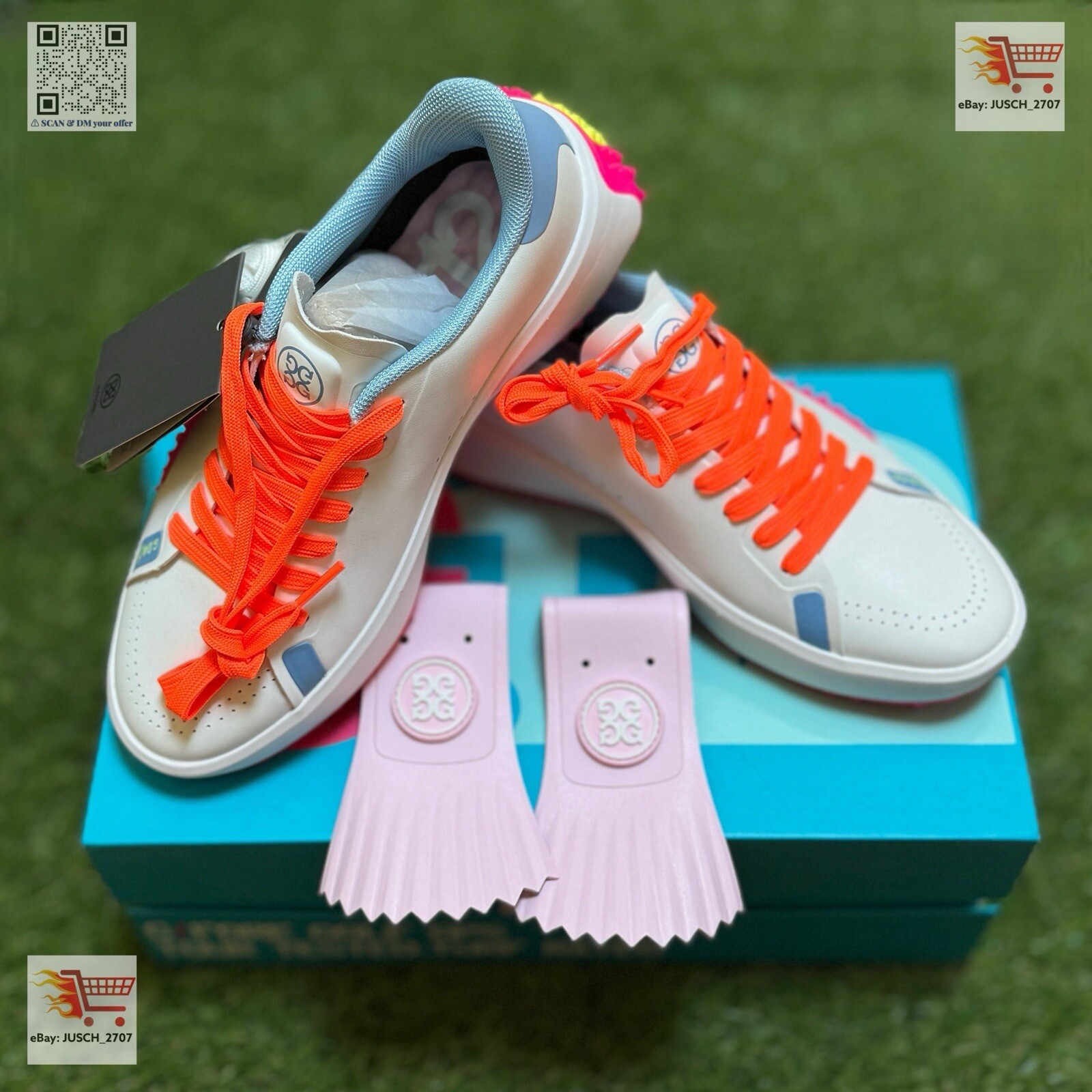 G/Fore Gfore G4 Fore Kiltie G.112 Golf Shoe Sneaker ⛳️ Ladies 9 ⛳️ White Pink