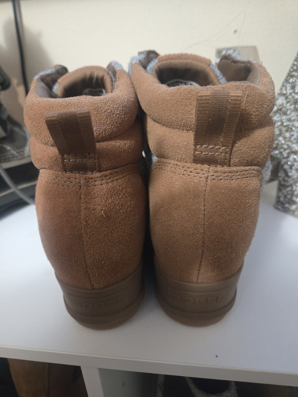 SOREL Explorer Womens Suede Lace-Up Ankle Bootie Brown/Gray Colorblock 10.5