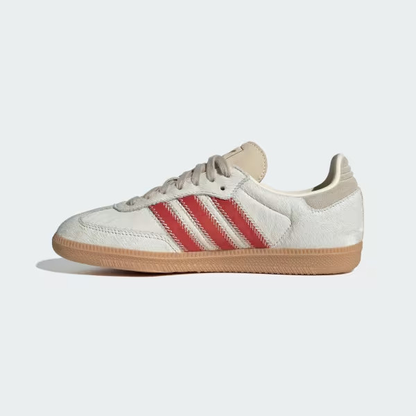 Adidas Samba OG Pony Hair Wonder Beige Better Scarlet Womens JS3935 NEW Multi Sz