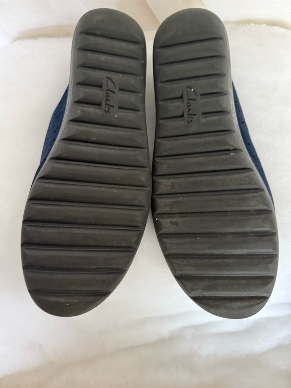 Clarks Navy Suede Perforated Slip-On Loafers