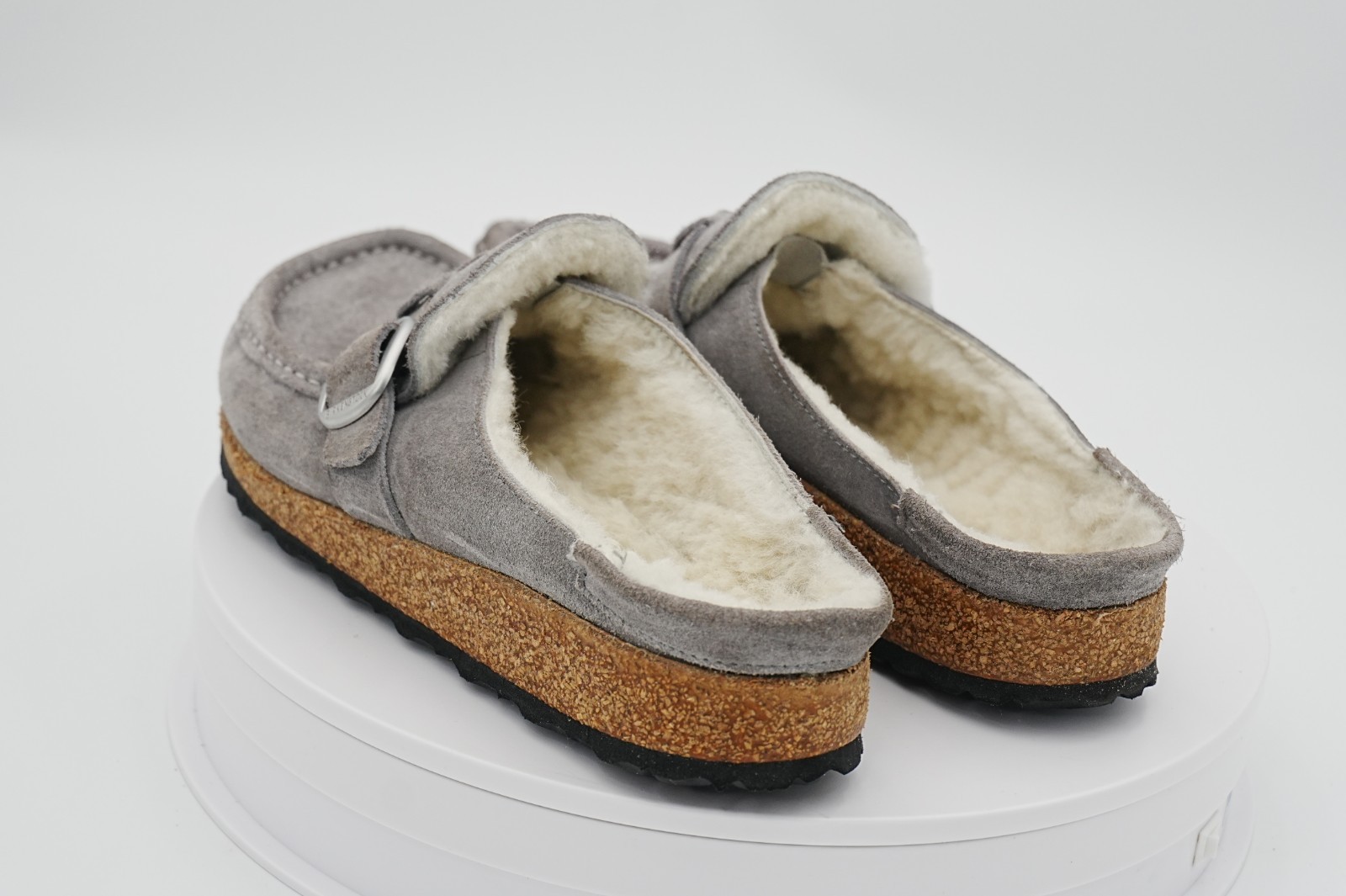 Birkenstock Buckley Shearling Clogs Womens 7 7.5 EU 38 E Gray Suede Wool
