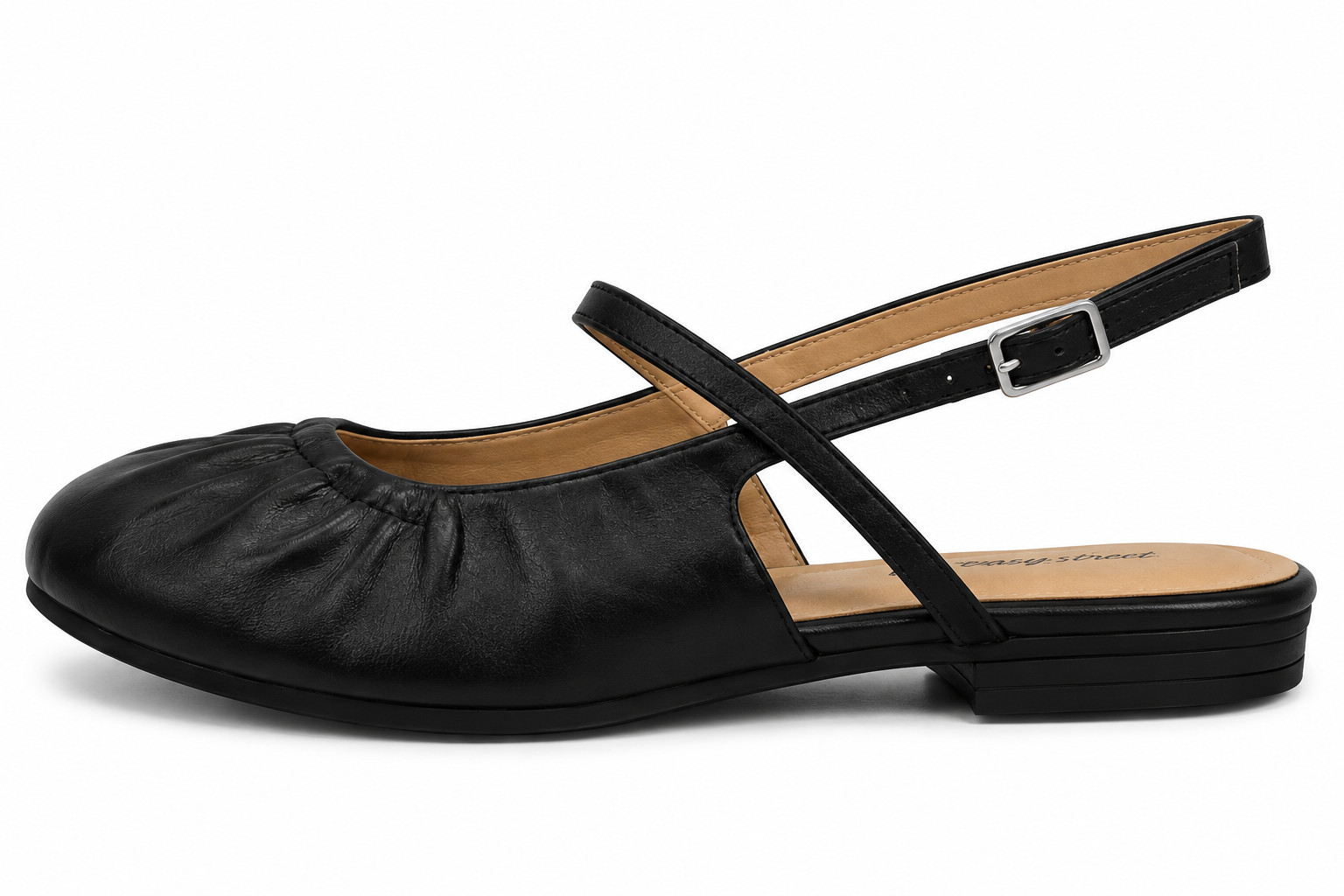 Easy Street Blake Slingback Flats Black Women’s Size 9 Wide W Comfort Shoes NIB