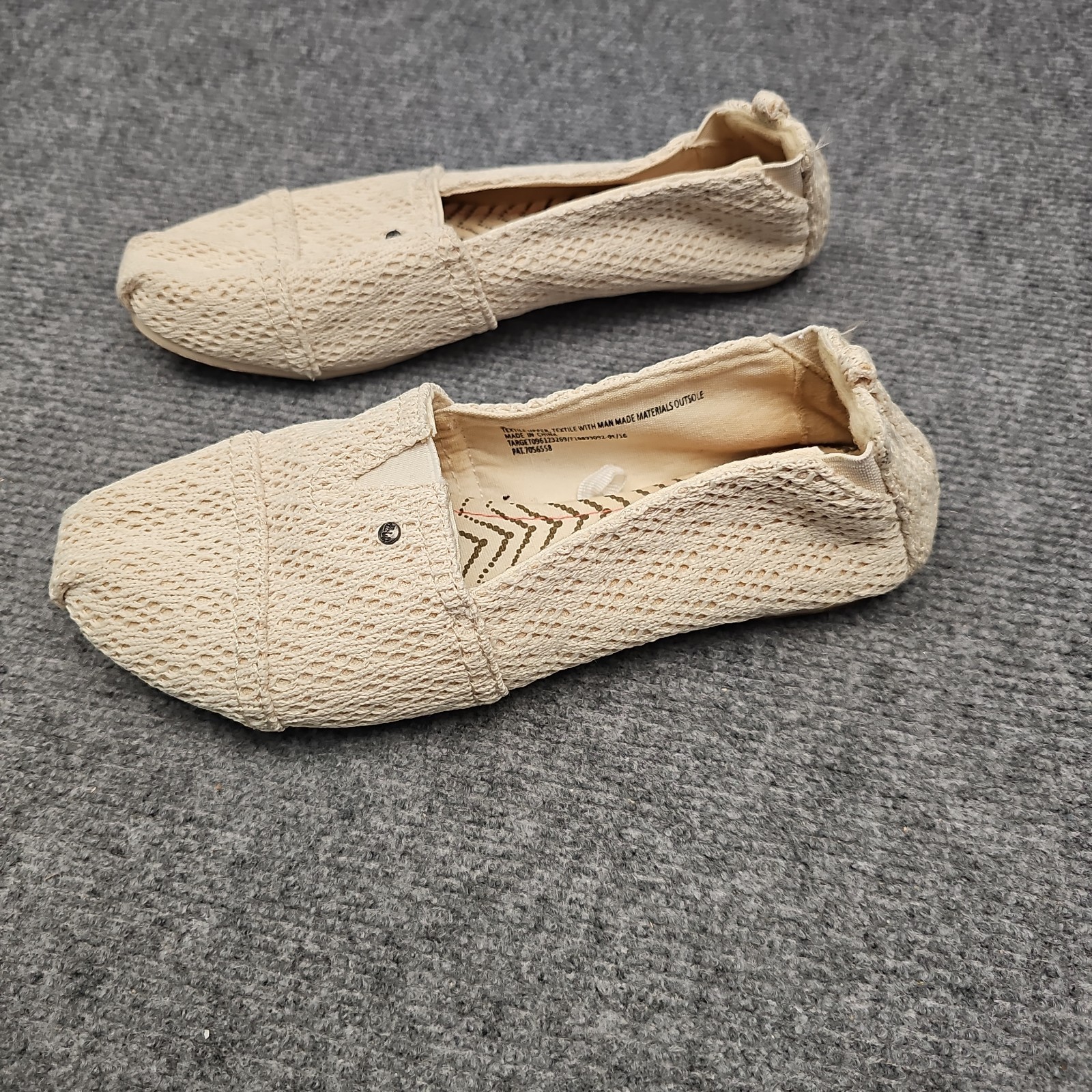 Mad Love Womens Slip On Flats Size 9 Cream Chevron Woven Canvas Loafers Casual
