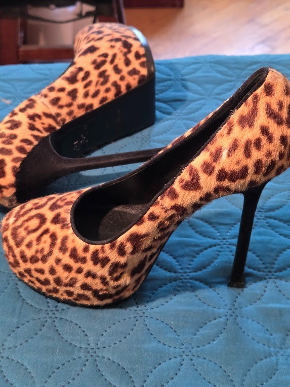 AUTHENTIC – YSL Yves Saint Laurent Leopard Calf Hair Tribtoo Platform Pump