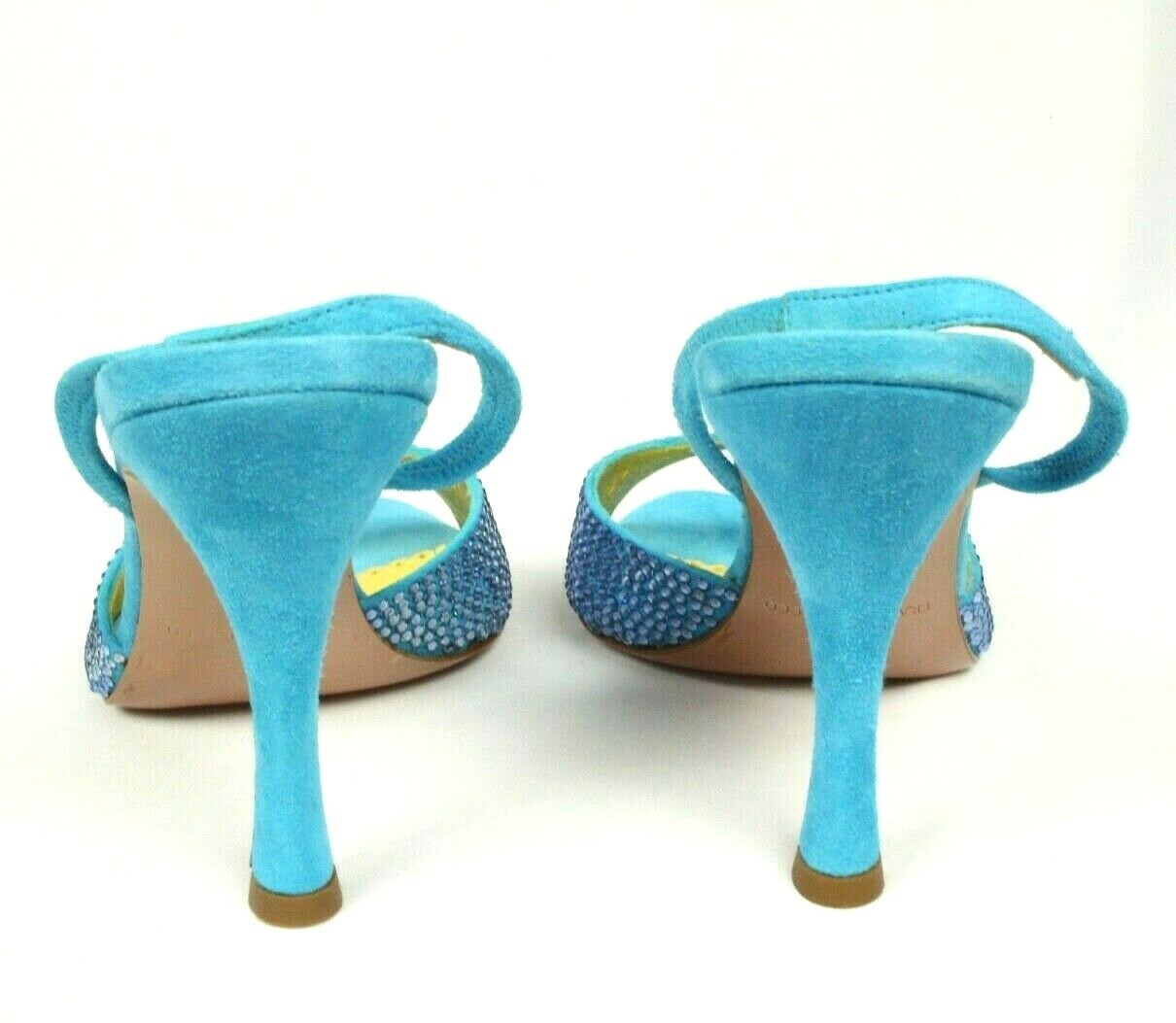 Claudio Milano Italy Women’s Blue Swarovski Crystal Suede Shoes Retail $420