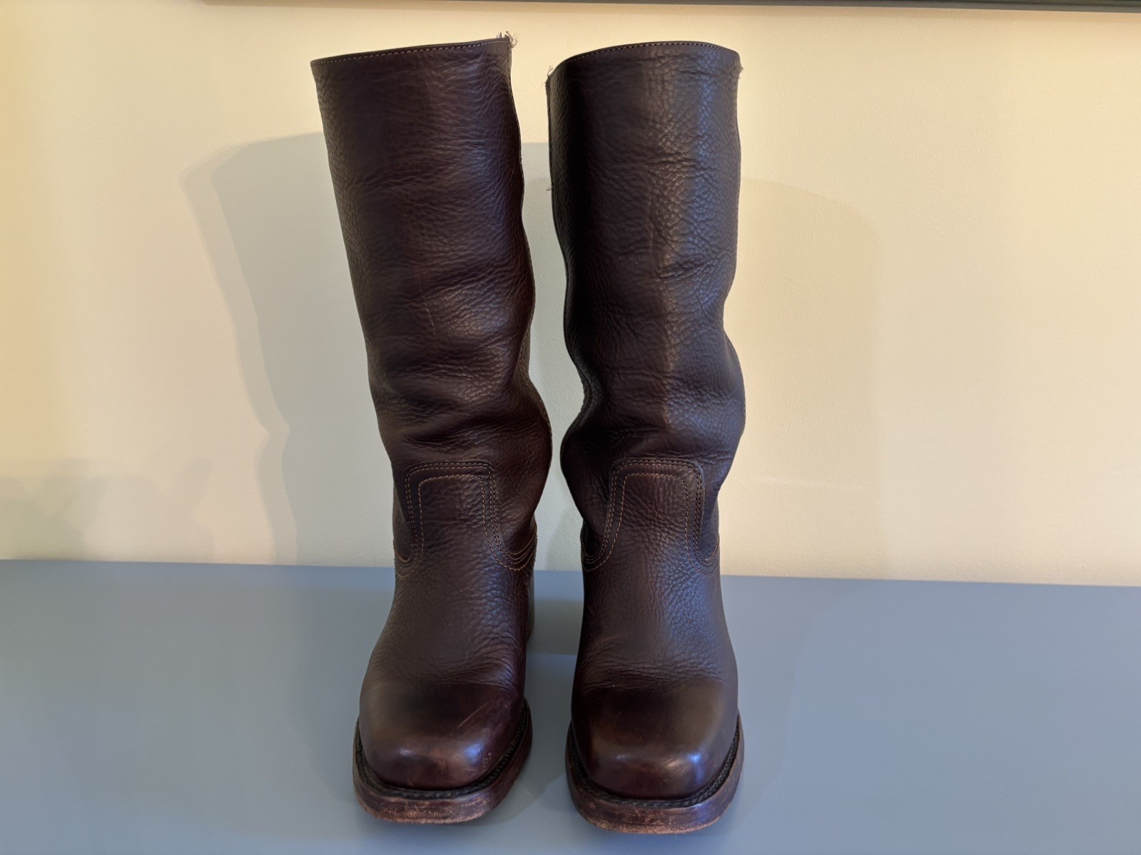 VTG FRYE Women’s Campus 14L Square Toe Dark Brown Leather Boots 77050 Size 8 M