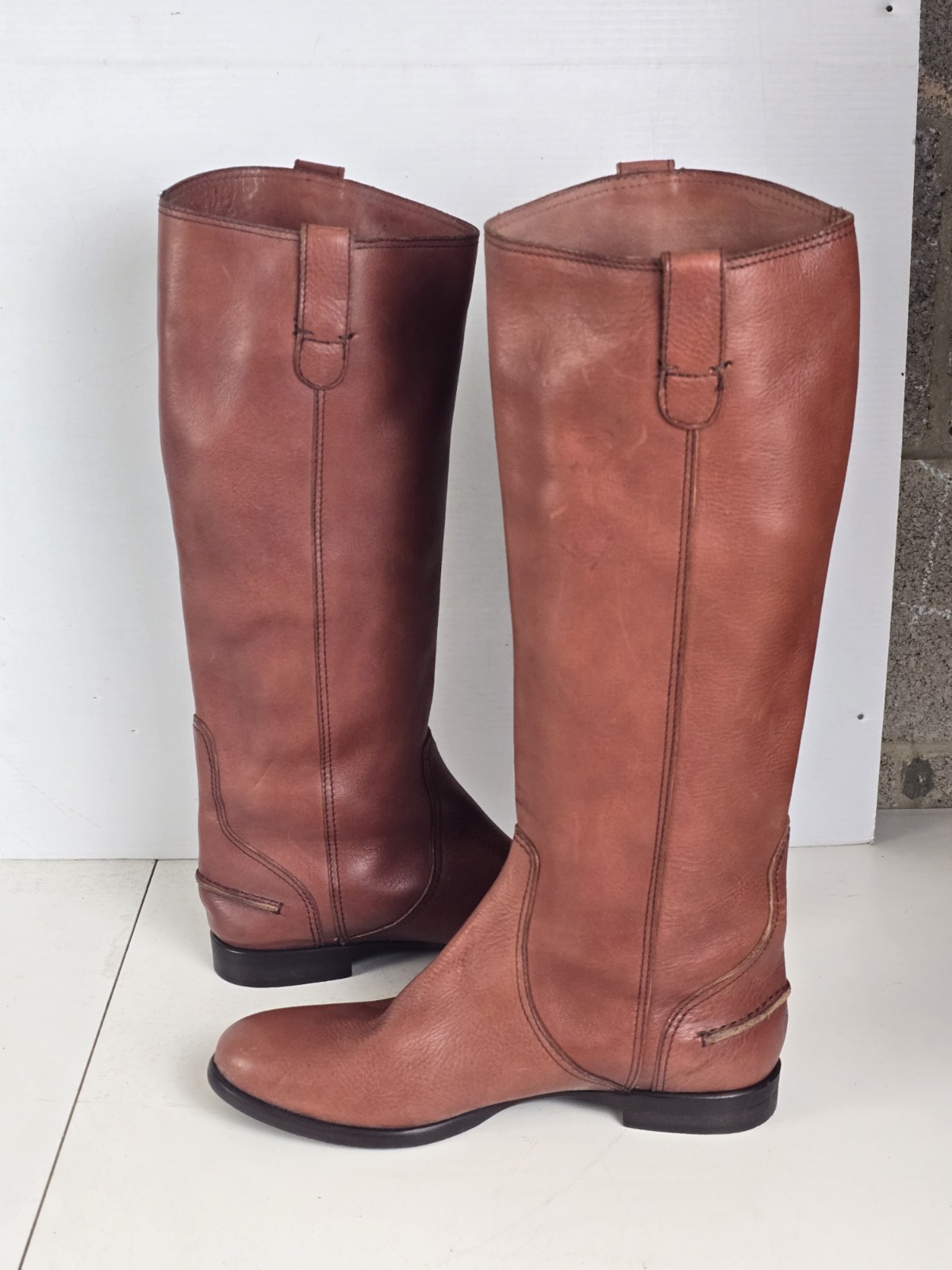 Madewell 1937 Sydney Leather Riding Boot Brown Italy Pull On Women’s 9.5