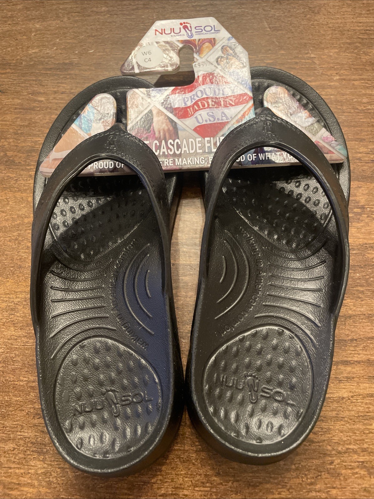 NUUSOL Cascade Women’s Flip Flop Eclipse Black W 6 Child 4 USA Made New