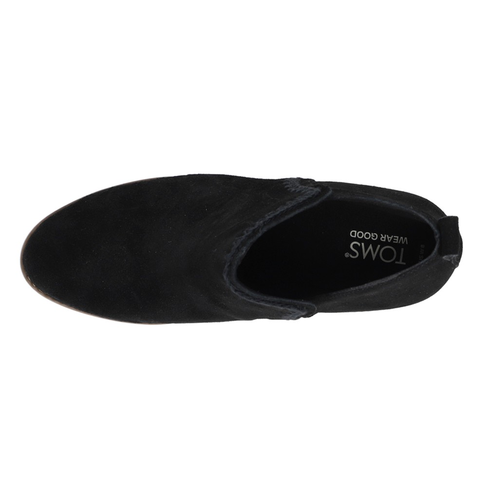 TOMS Kaia Round Toe Wedge Booties Womens Black Casual Boots 10021318T-001
