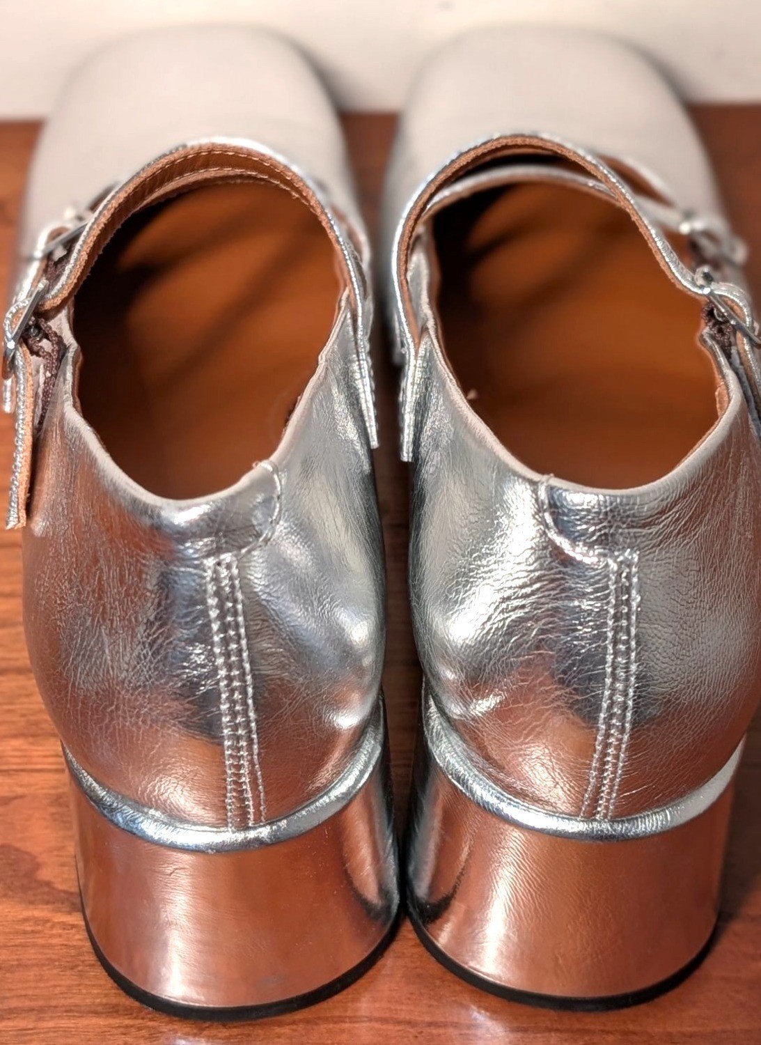 NEW Vagabond Adison Silver Leather Double Strap Mary Jane Pump, Size 39