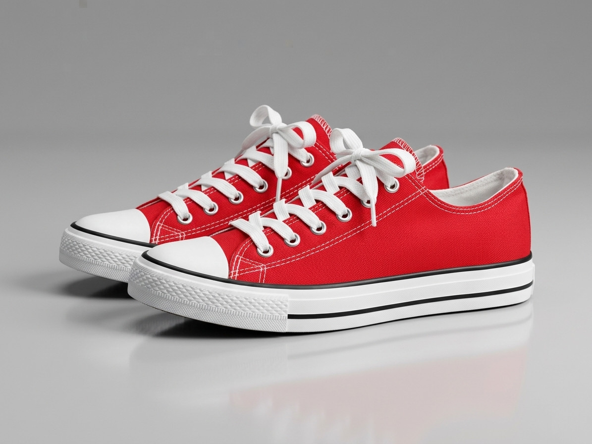 Womens Red Canvas Sneakers Low Top Casual Shoes Fashion Comfort Walking Flats