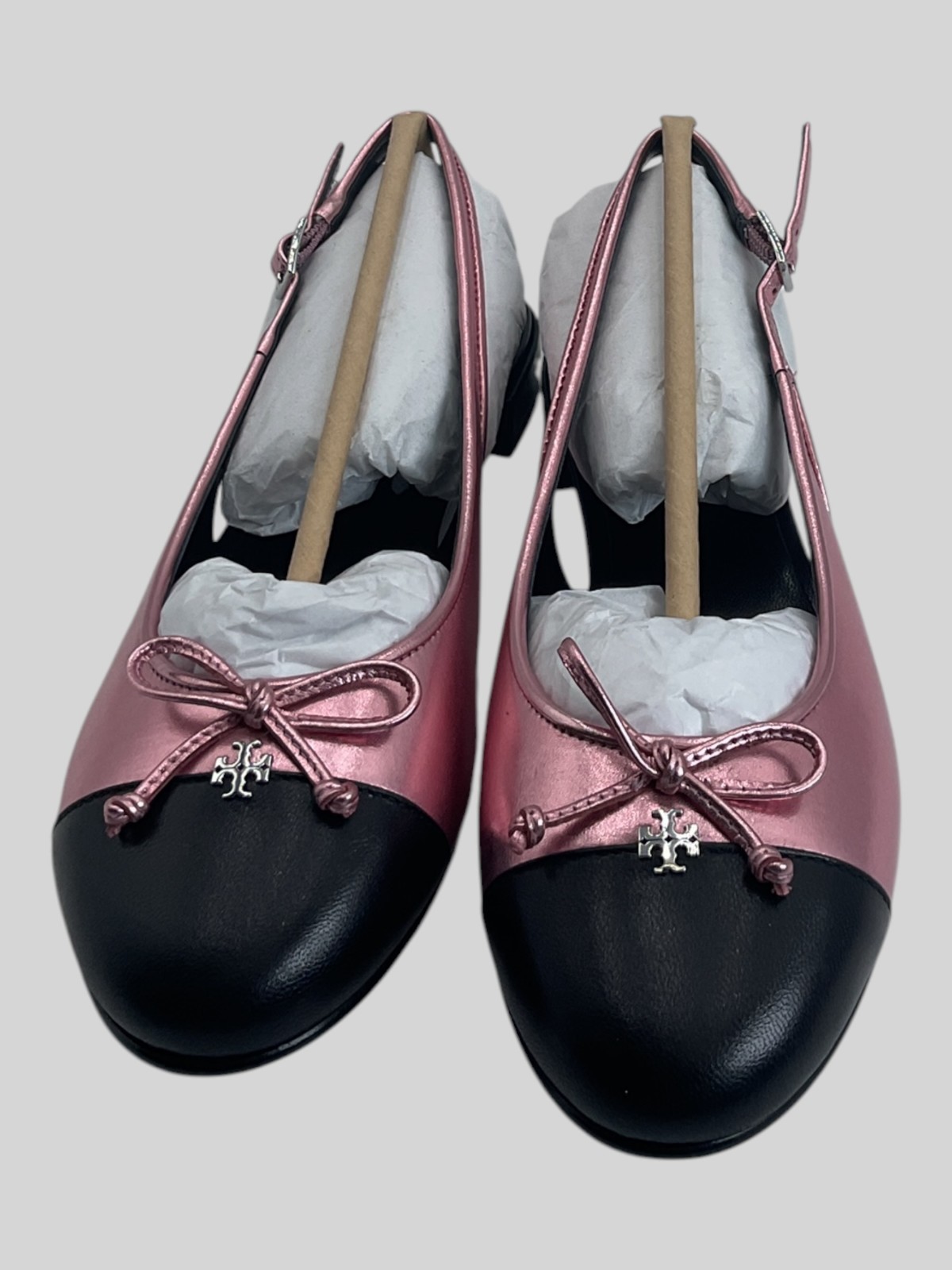 Tory Burch Capped Toe Women’s Size 5 Pink/Black Slingback Flats NIB