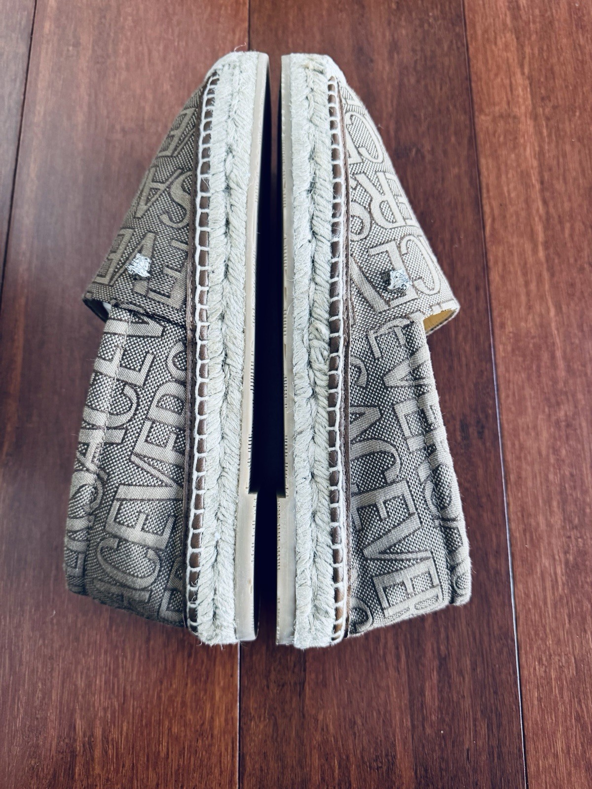 Versace Logo Print Medusa Espadrilles Beige Brown Eu 38.5 US 8 (run 1/2 Small)