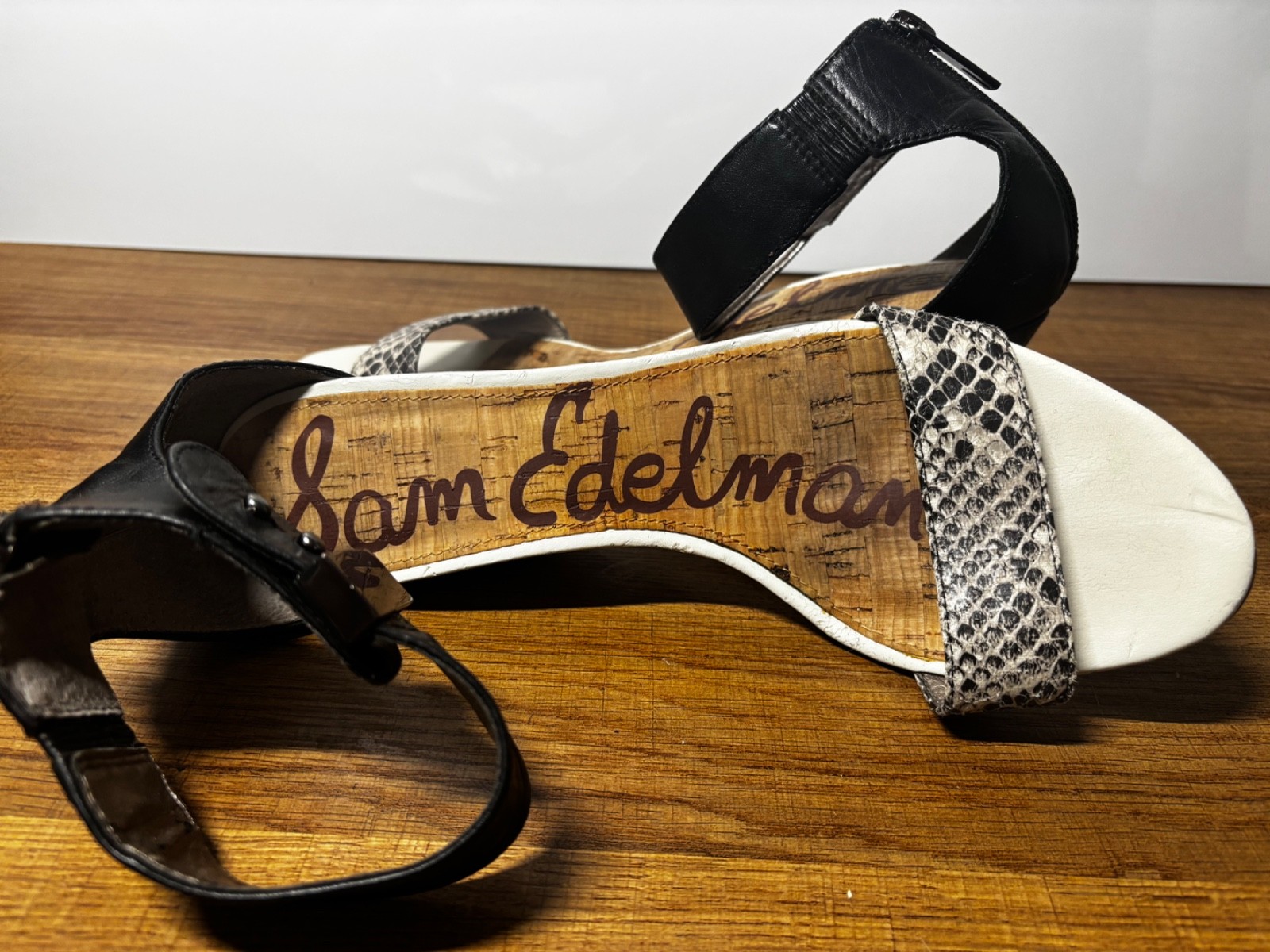 Sam Edelman, snake skin, open toe, strap candles, size 8
