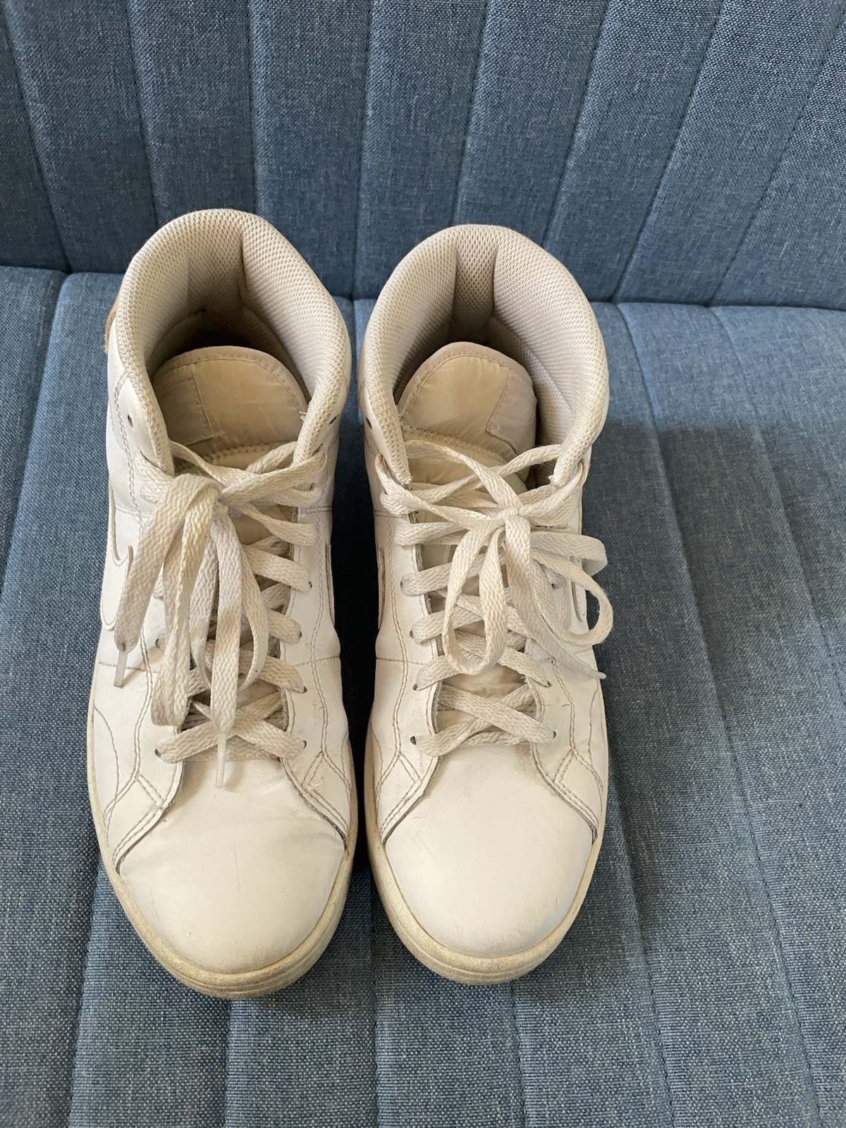 Nike Court Royale 2 Mid Triple White Leather Lace-Up Sneaker Rubber Sole