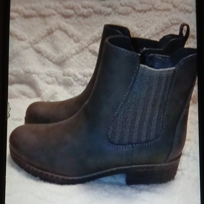 Maurices Anna Brownish/Gray Ankle Boots Zip Comfort Synthetic Women Size 9