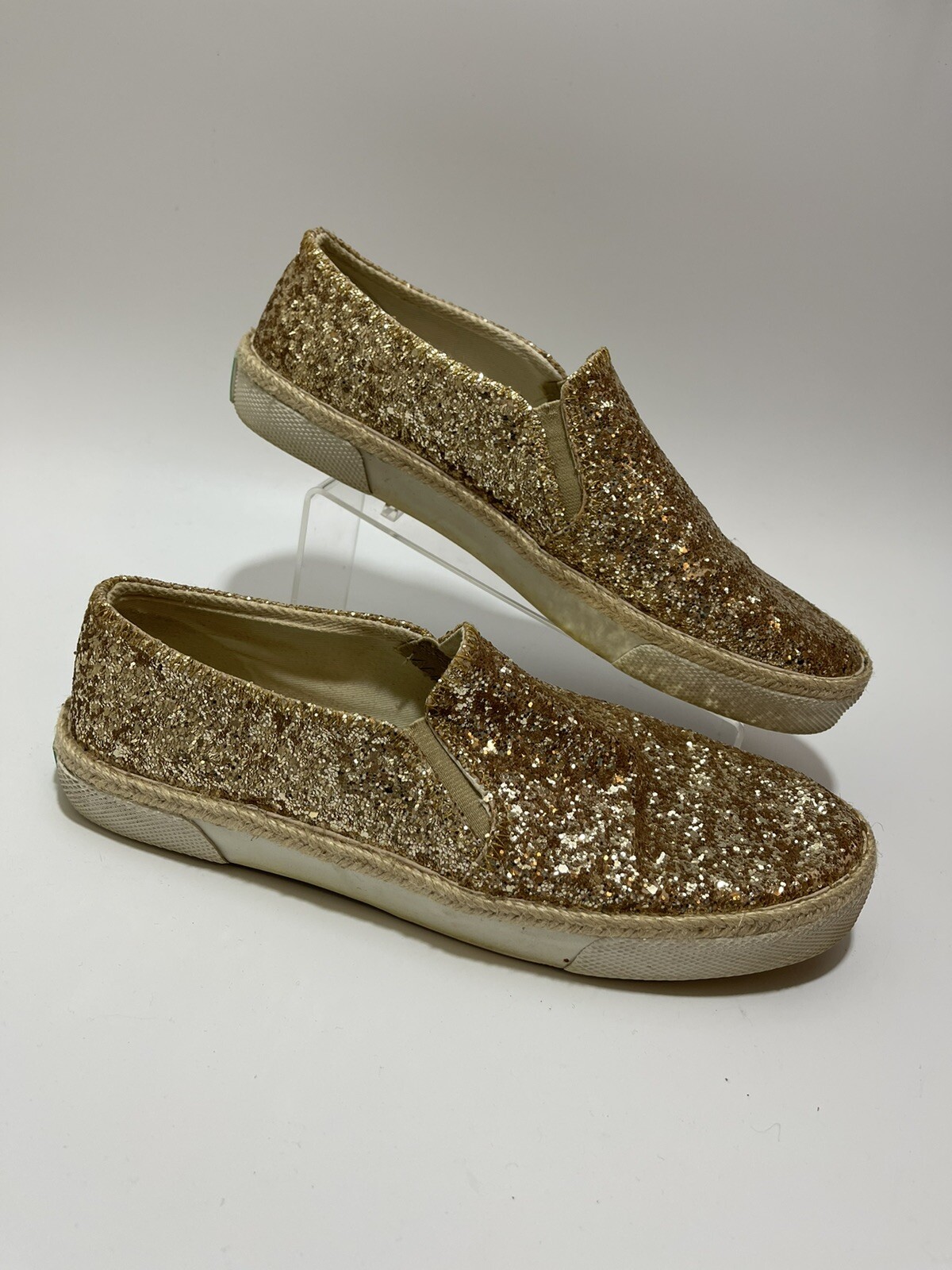 Jack Rogers Gold Glitter Sparkle Slip On Shoes Sneakers Loafers Women’s Size 7.5