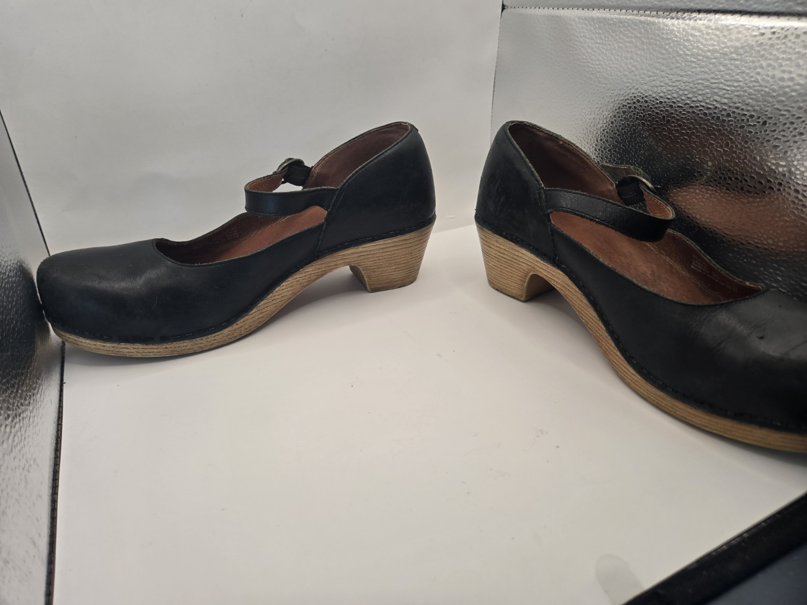 DANSKO Soft Full Grain Black Leather Mary Janes Comfort Clogs Shoes EU 42 US 11