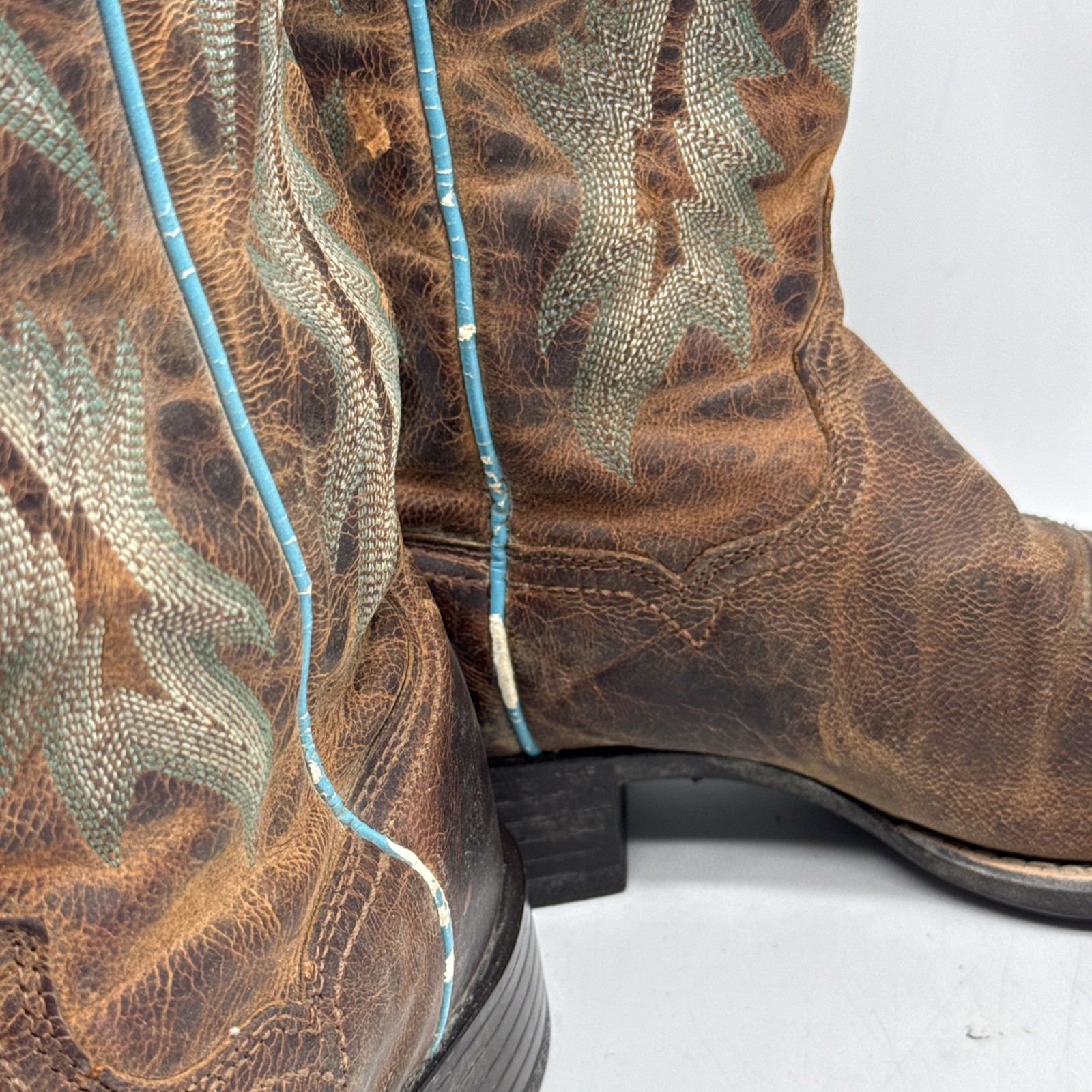 Ariat Cowboy Boots 7.5B Tombstone Brown Square Toe Rodeo Western
