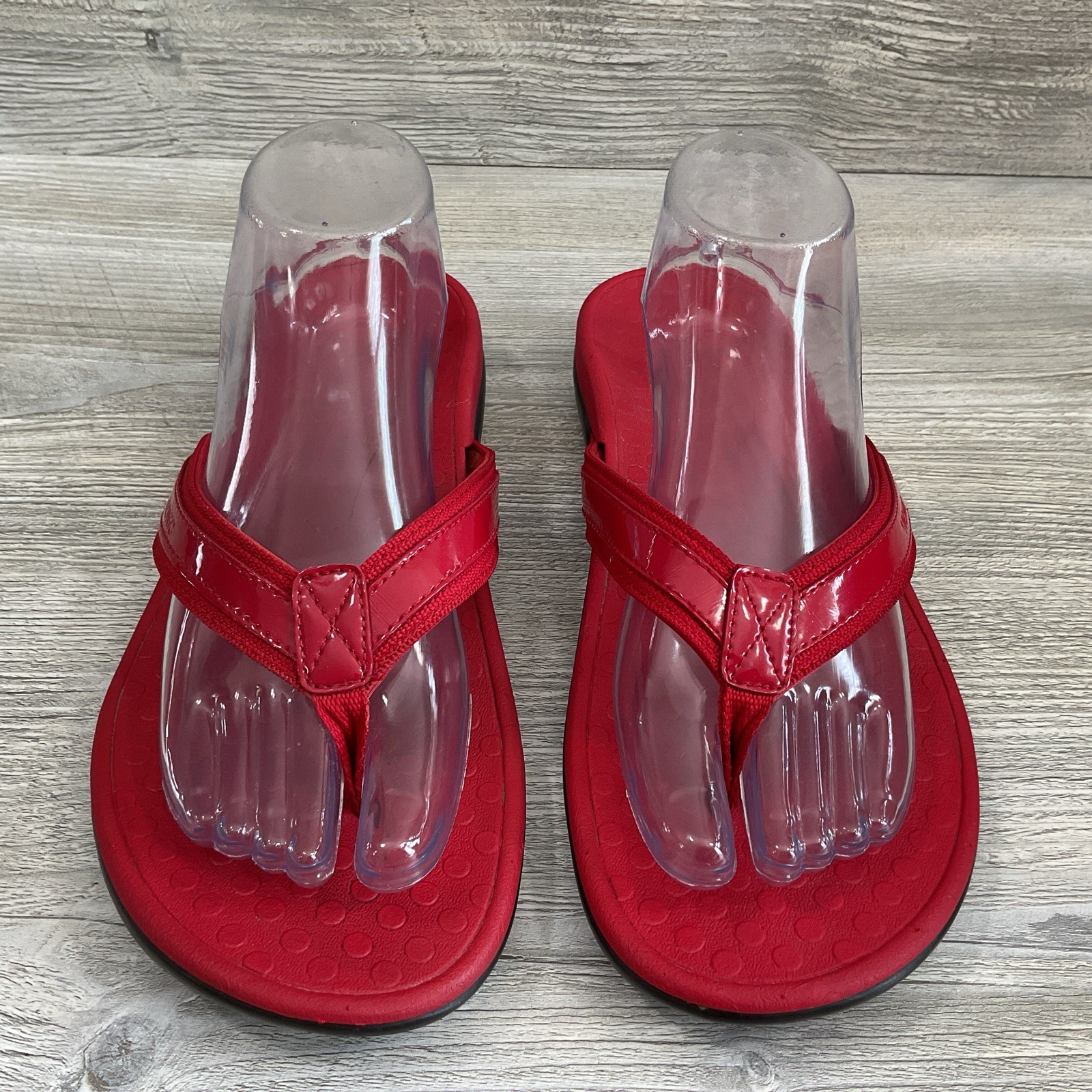 Vionic Tide II Poppy II Women’s Thong Flip Flops Red Sandals Size 10