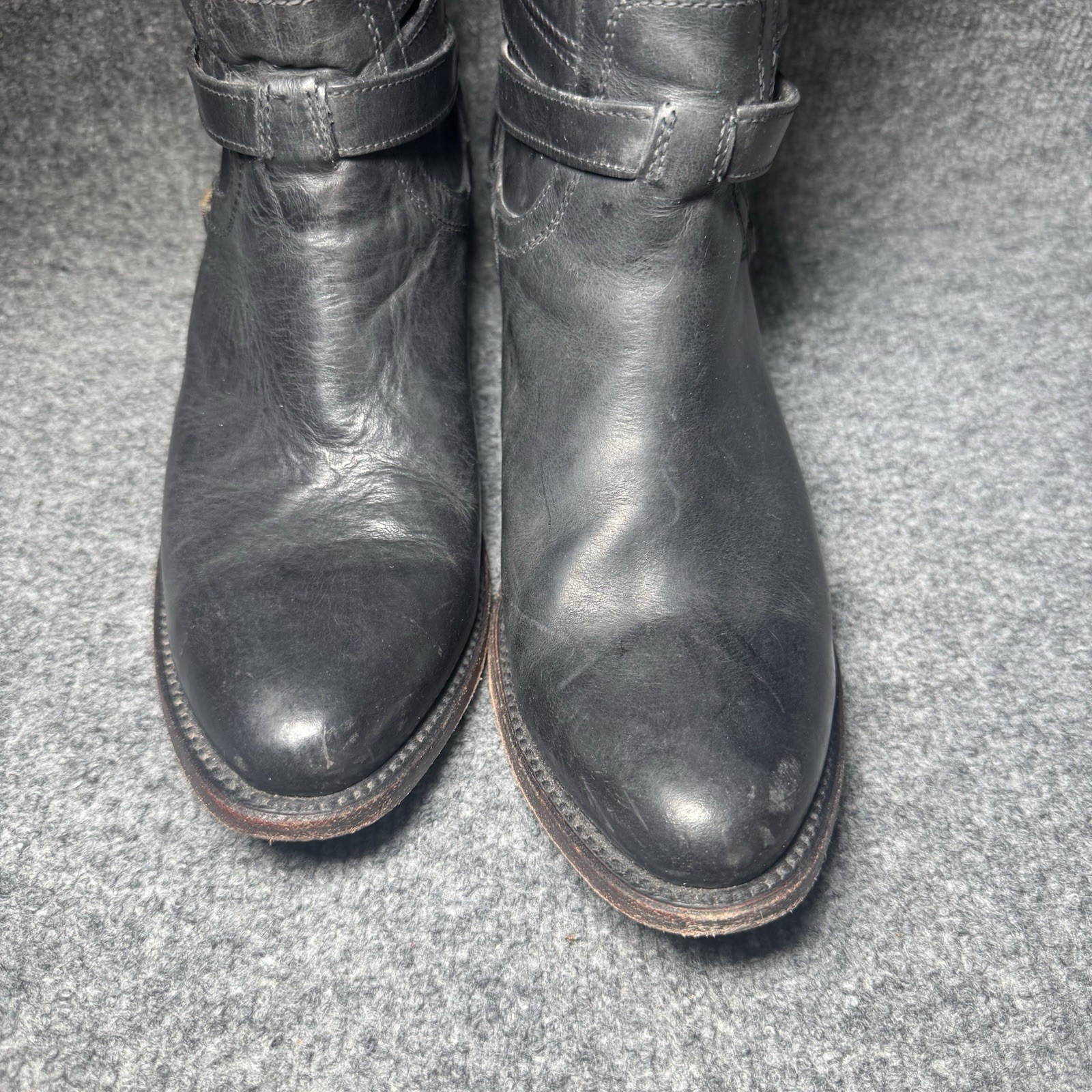 FREEBIRD BY STEVEN Pike Black Boots Women Size 10 Western Buckle Straps