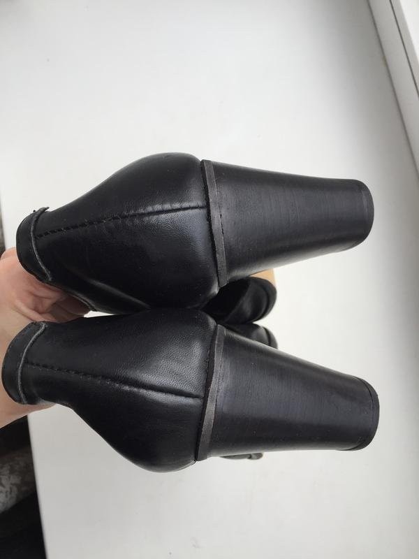 Women navy boot heels black leather 39 #B9F2