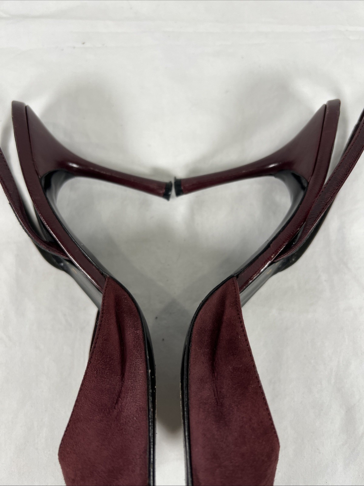 Richard Tyler Burgundy Suede Slingback Heels Pointed Toe Leather Pumps Luxury 8M