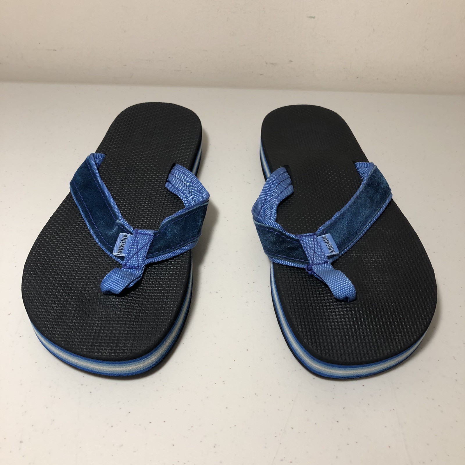 Kinsman 70’s 80’s Thongs Flip Flops Sandals Women’s M (~8.5) Blue Layered Foam