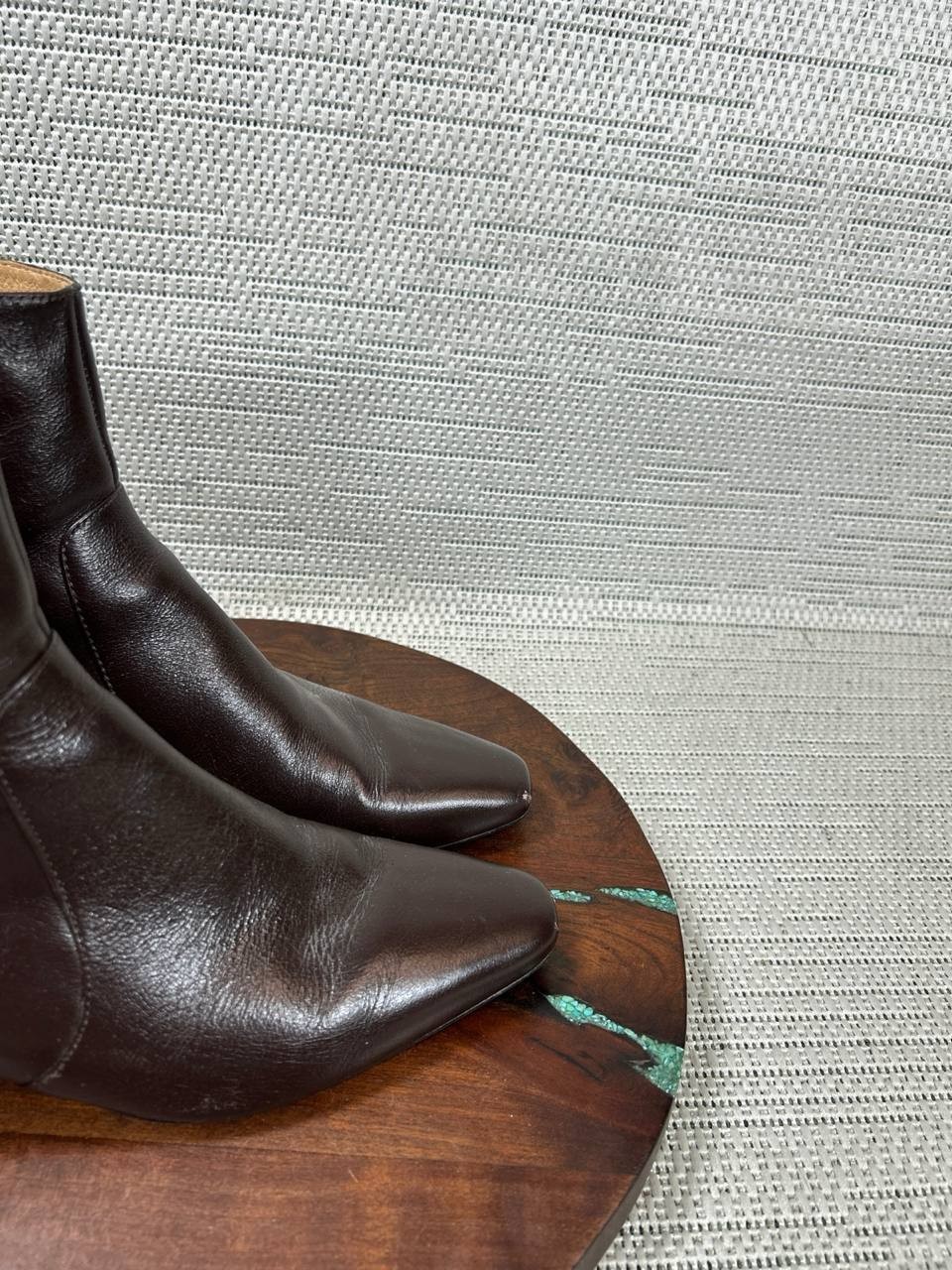 Madewell Boots Womens Size 9.5 The Dimes Brown Crinkle Leather Zip Kitten Heel