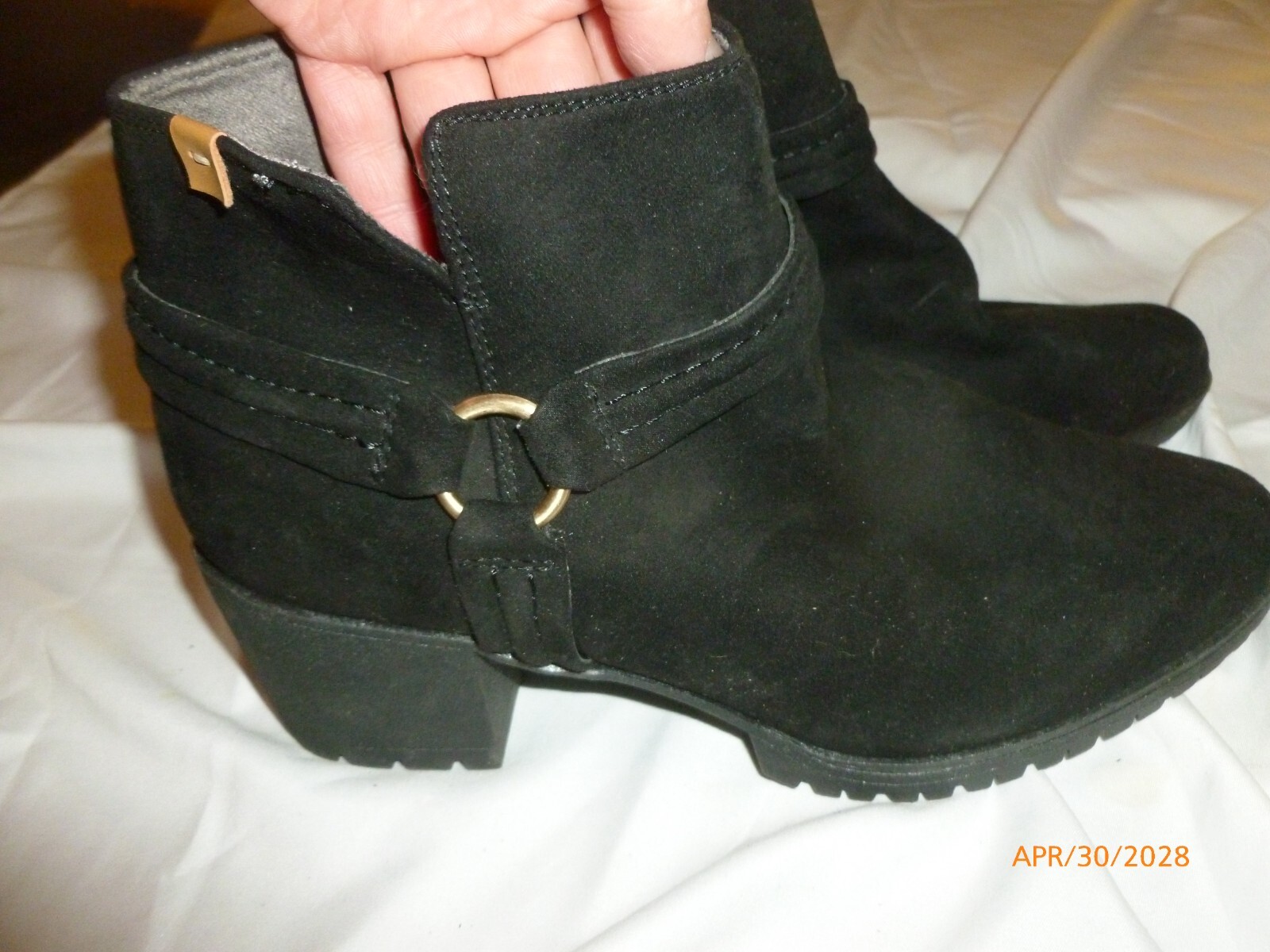 Dr. Scholl’s Women Zip Ankle Boots Black Leather Harness sz 40 US 10 M