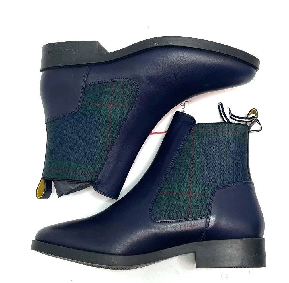 NEW🔥 Joules Chelmsford Women’s Chelsea Boot NAVY BLUE PLAID Sz 8 HENDRY