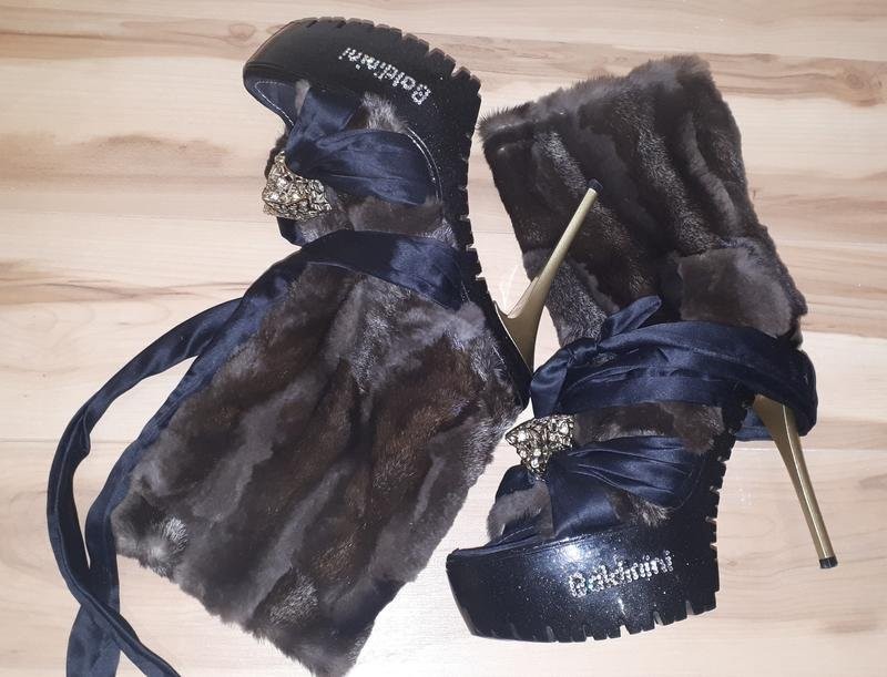 women baldinini boots brown fur 37.5