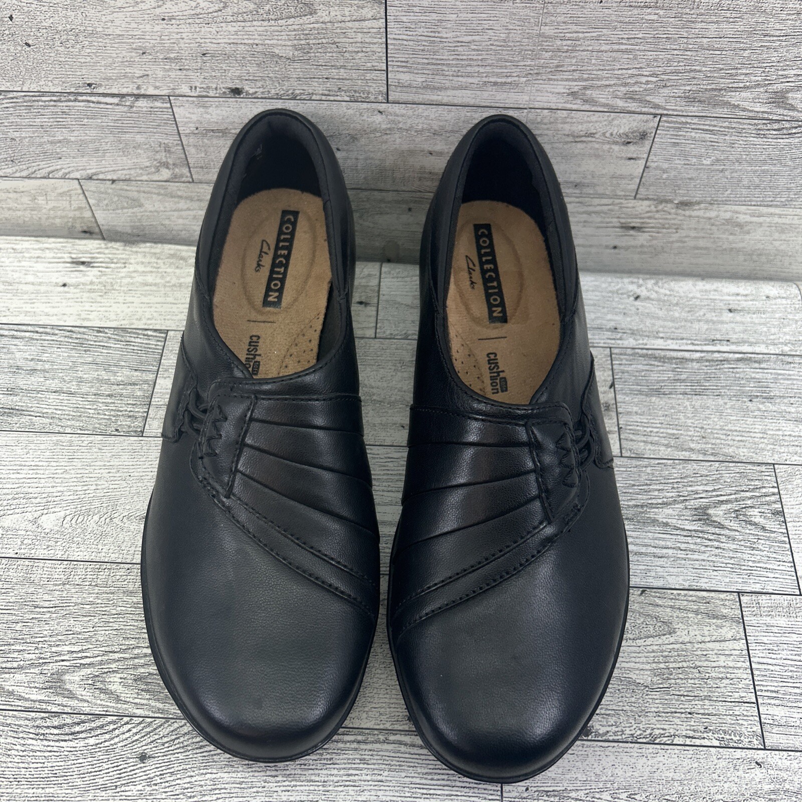 Clarks Women’s Everlay Iris Size 6M Black Leather Slip On Loafer Shoes New