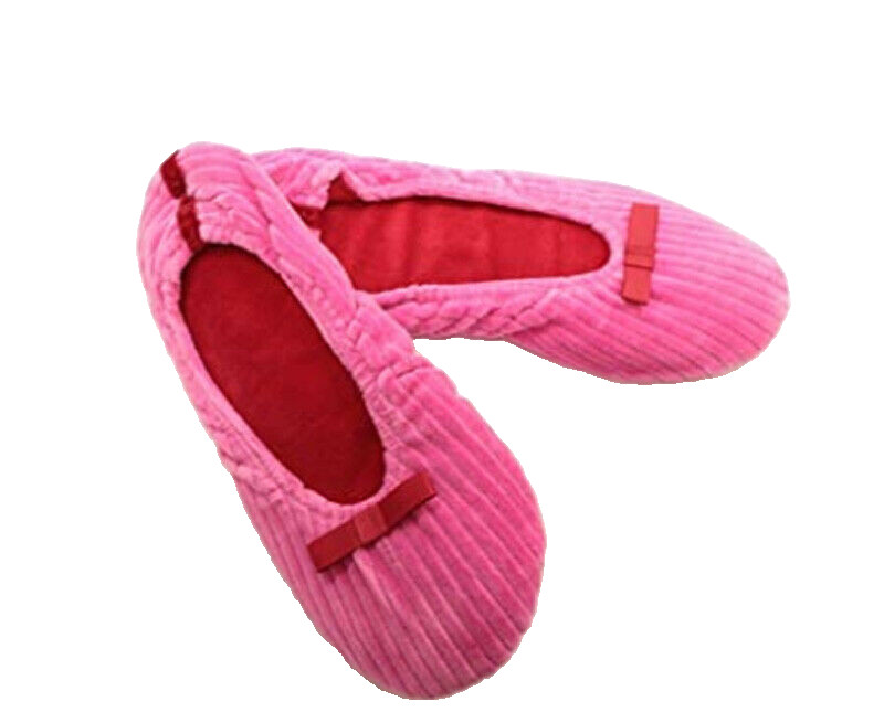 Legacy Pink and Black 2 Pair Ribbed Velour Ballet Slippers Medium ( 7-8)
