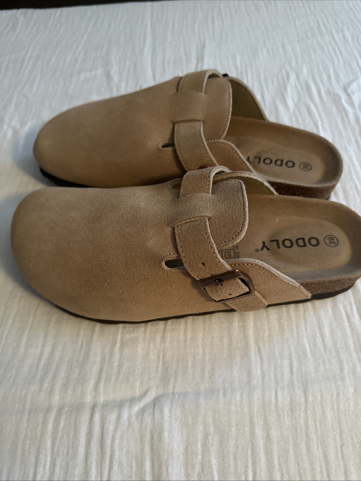 ODOLY Unisex Cork Footbed Slide Sandal Sz 38 With Arch Support