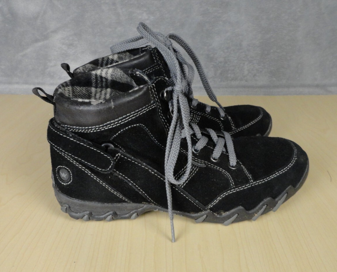 AllRounder by Mephisto Plaid Flannel Lined Black Gray Suede Boots Shoes 7Women