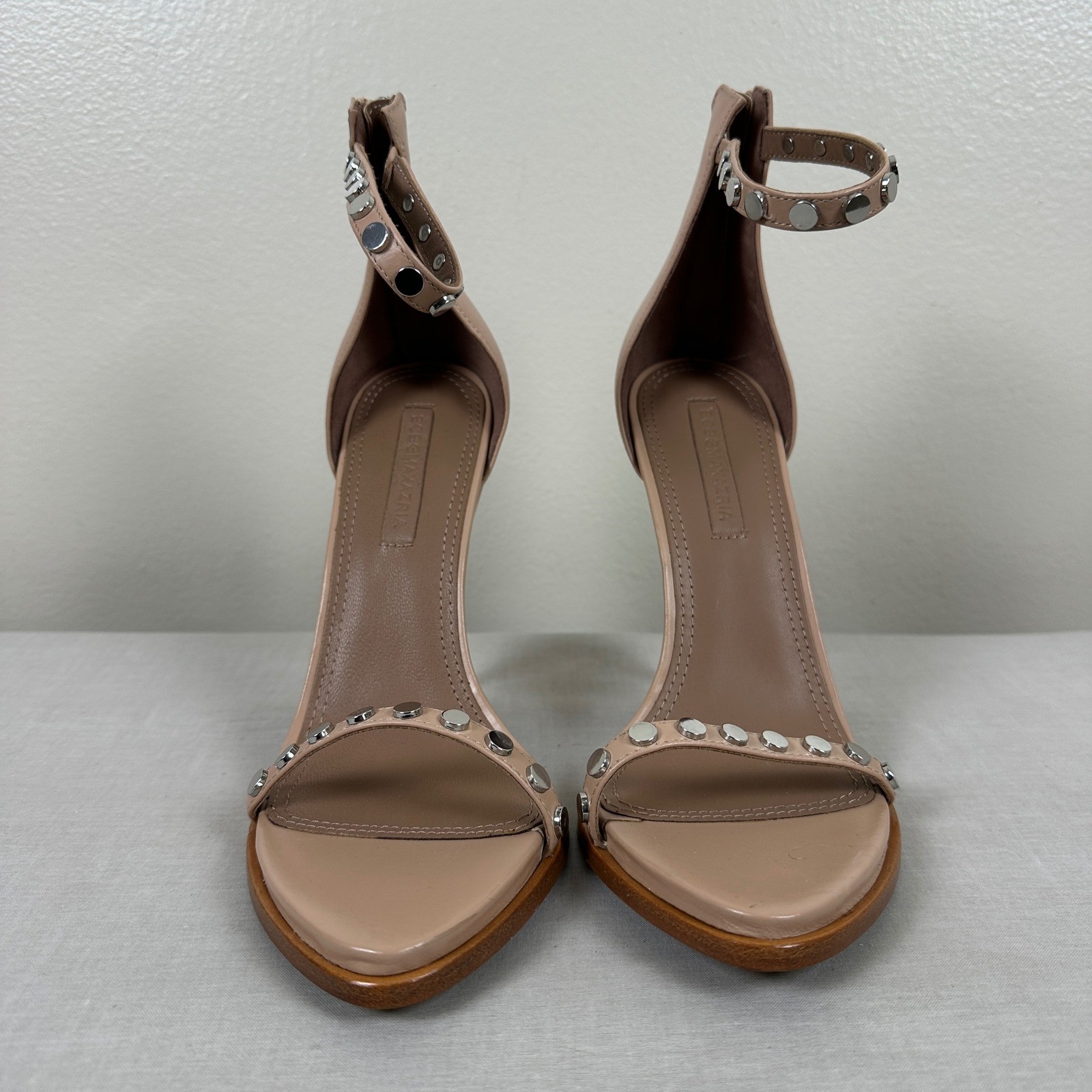 BCBGMAXAZRIA Women’s 9 Marie Studded Ankle Strap Sandals Beige Party Chic
