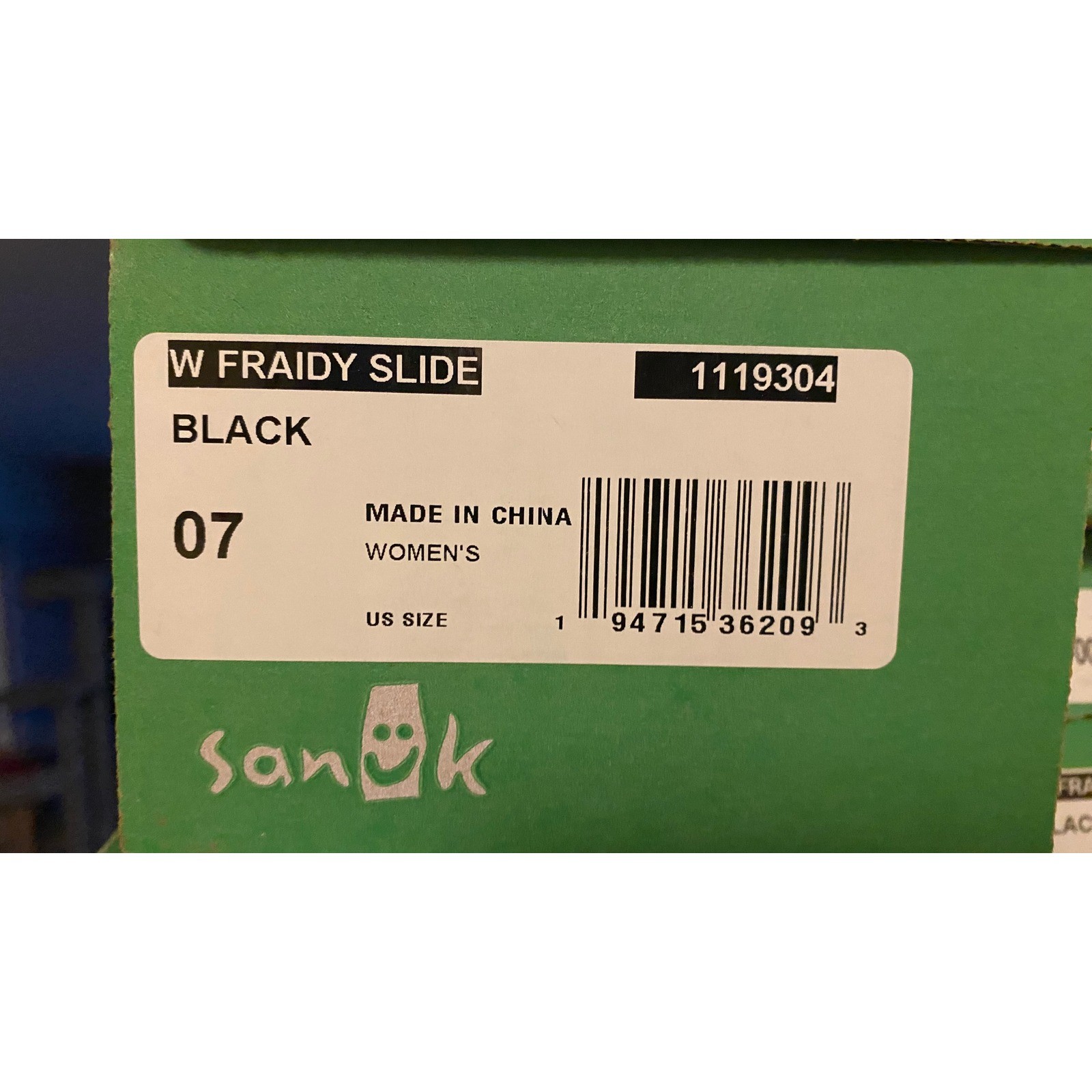 Sanuk W Fraidy Slide Black Frayed Fabric Sandals Women’s Size 7 NEW